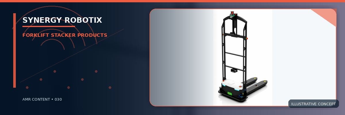 Compact autonomous pallet stacker in a white studio, three-quarter view5-metre lift