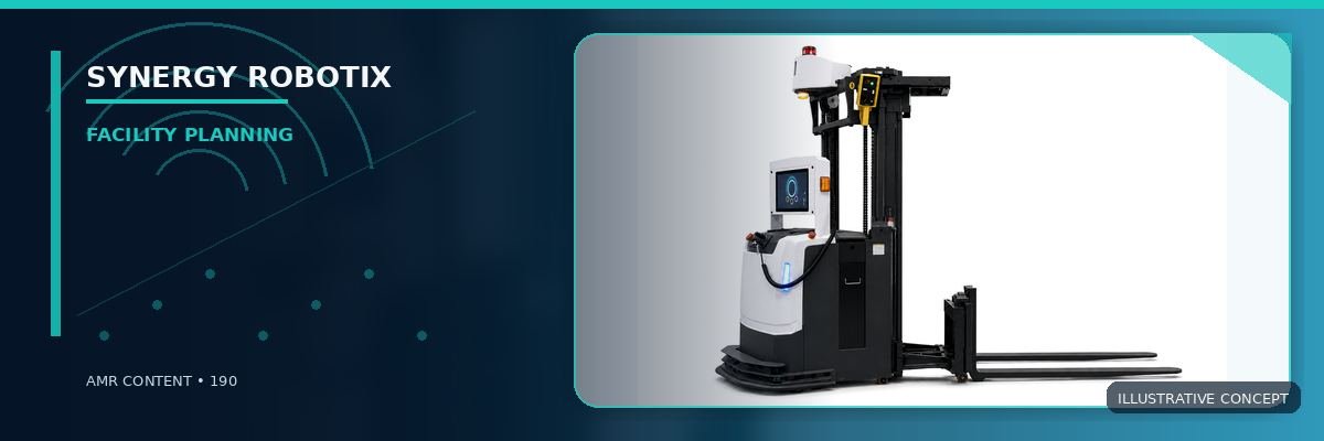 Compact mobile manipulator and autonomous stacker in a white studio, side view