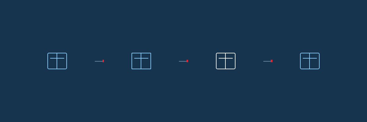 Stylised load symbols connected along a warehouse material transport route